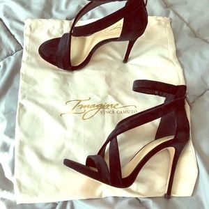 Vince Camino Black velvet strappy heel